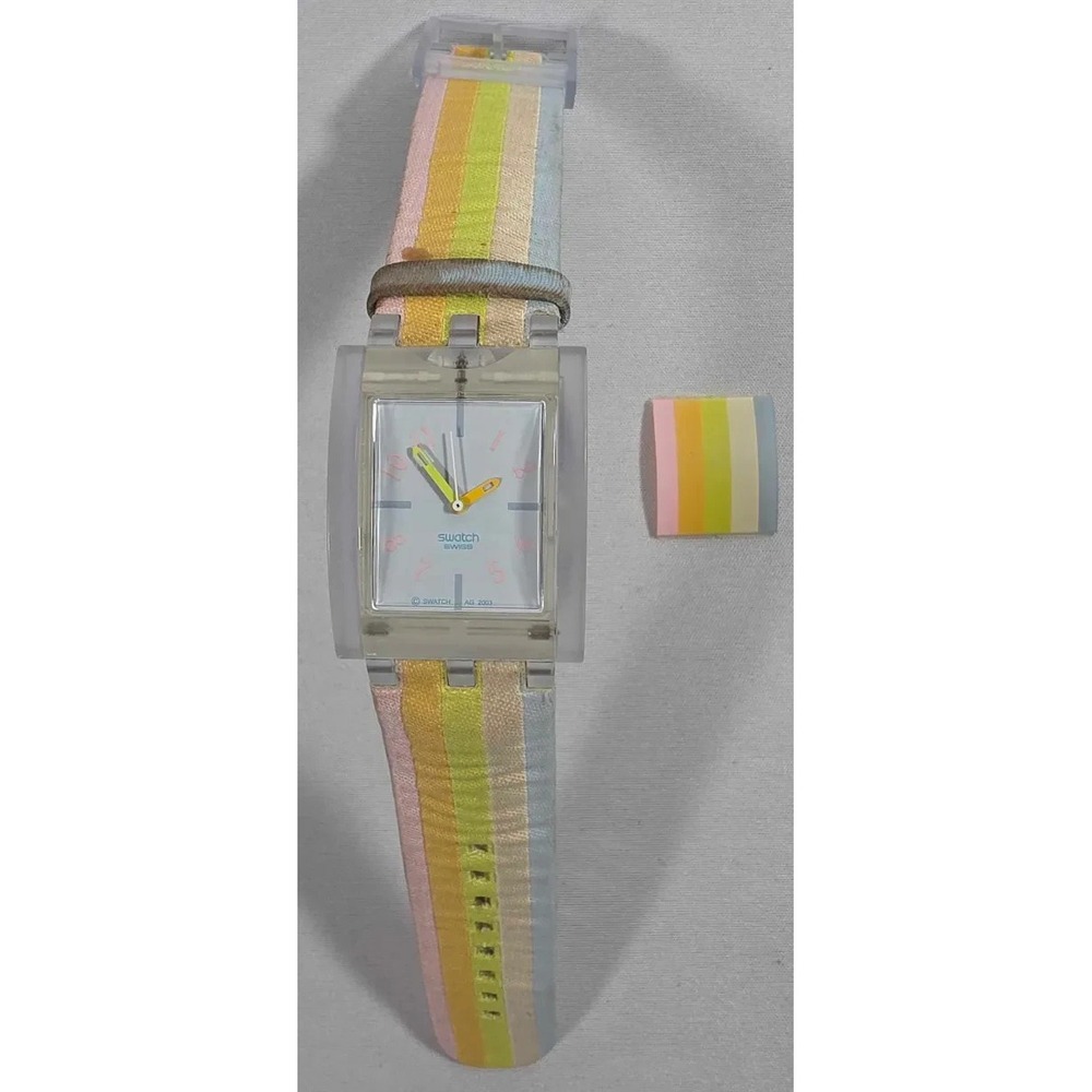 Swatch Originals Vintage 2003 Turnover Watch Pink Balloons - SUFS100 - Running